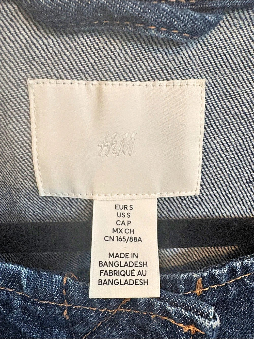 H&M Collarless Denim Jacket Blue Small - Picture 3 of 4